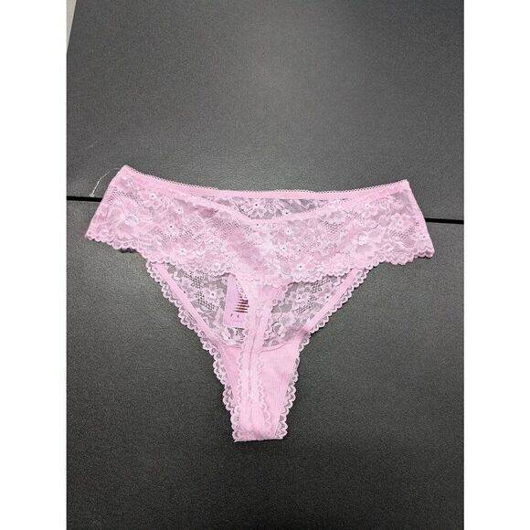 NWT Savage X Fenty Pink Floral Lace High Leg Brazilian Women's 2X - Picture 2 of 6